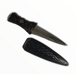 BLACK RESIN SGIAN DUBH ROUND THISTLE WITH PEWTER TOP